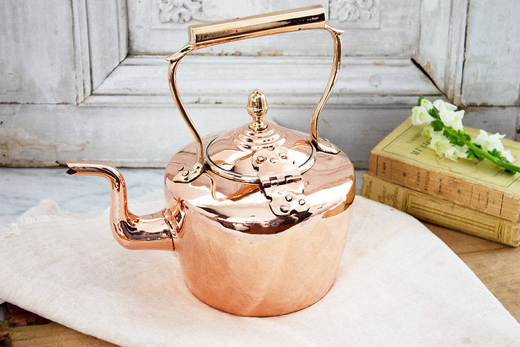 Antique copper and brass tea kettle – Paul Madden Antiques