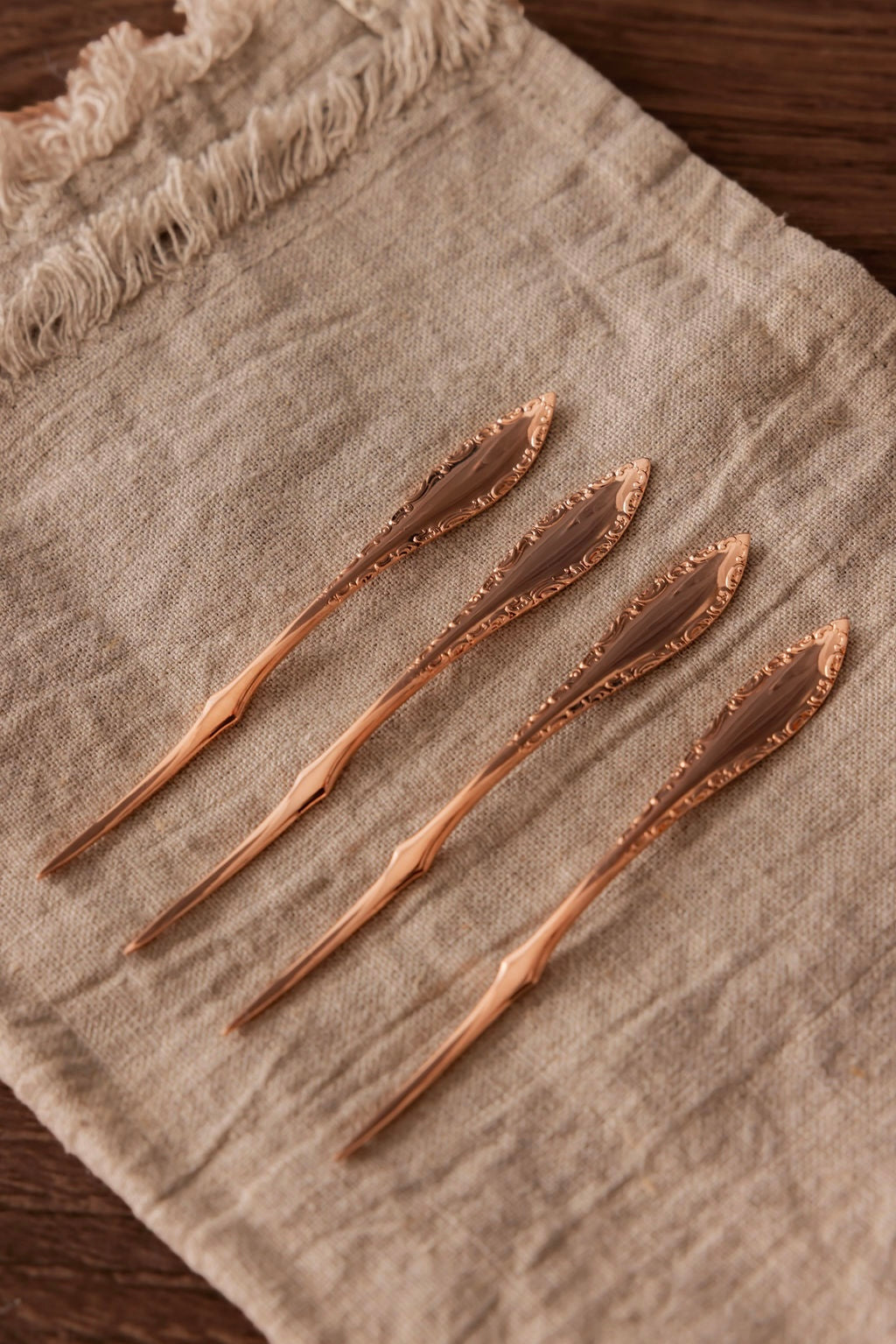 Vintage Nut & Barware Picks | Set of 4 | Copper, 4.75”