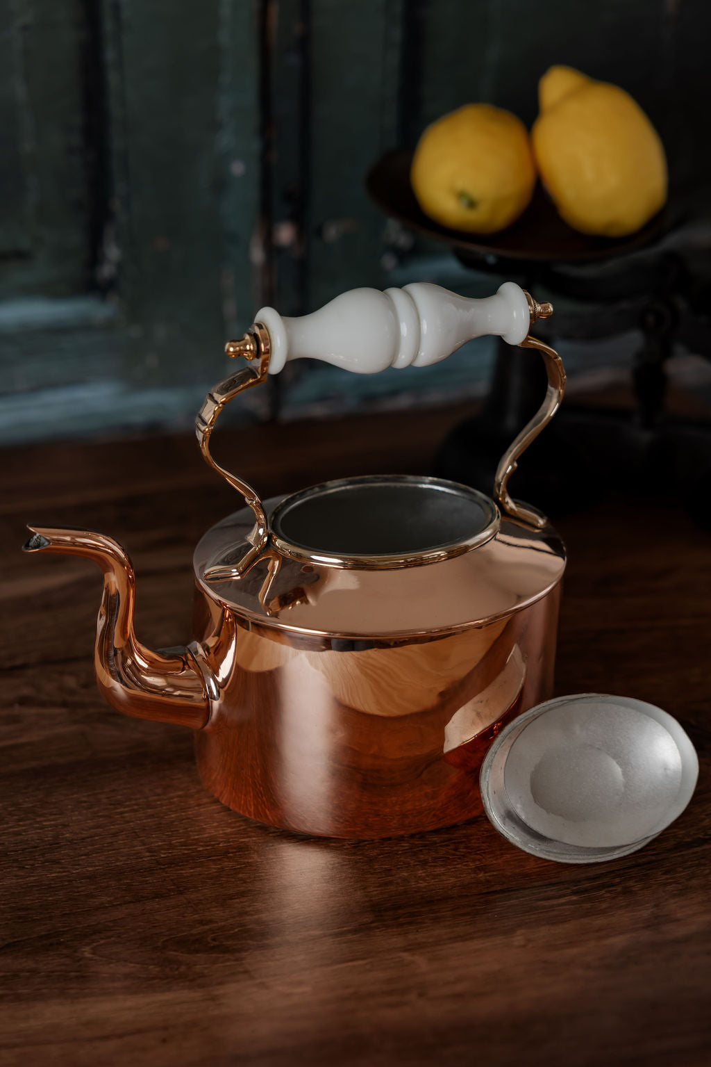 Antique English Tea Kettle with Porcelain Handle by William Soutter — C.1800