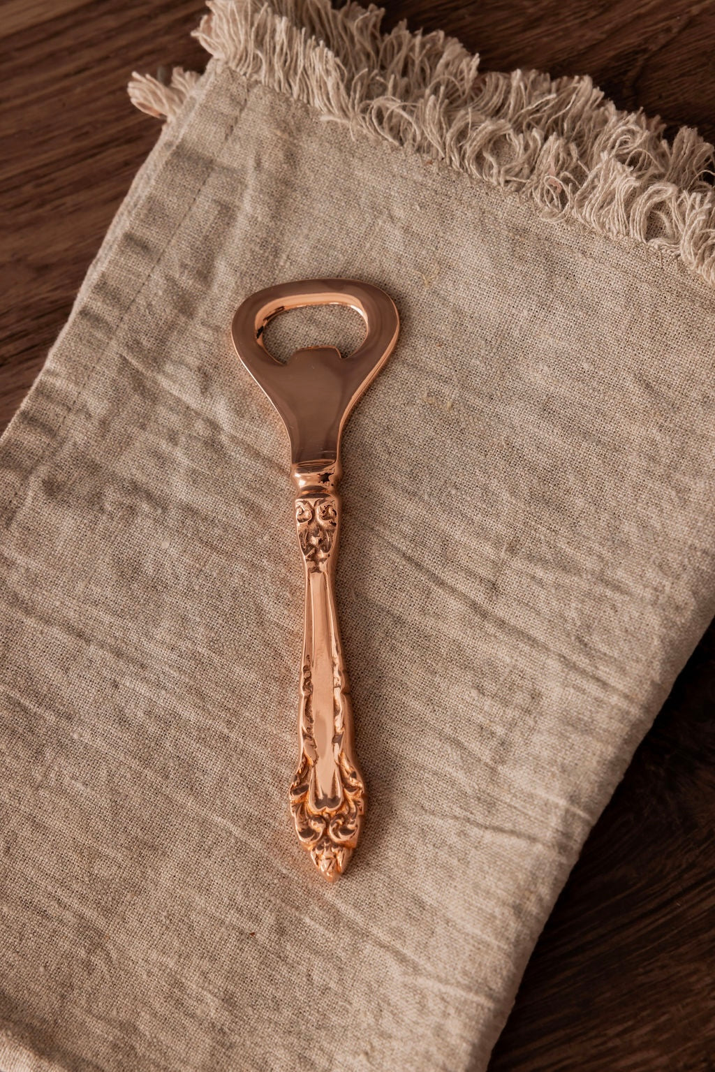 Victorian-Style Copper Bottle Opener | Embossed Handle, 5”