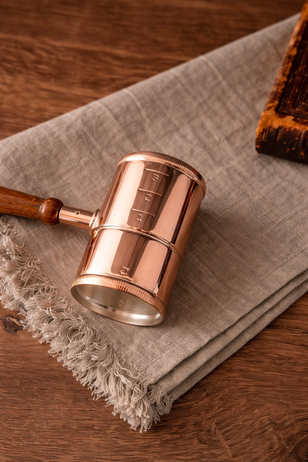 Vintage Copper Double Jigger Measure | Silver-Lined | Early 1900s