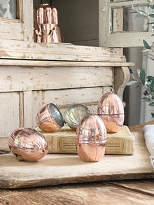  CMK Vintage Inspired Copper Handmade Egg Ornaments Set/4
