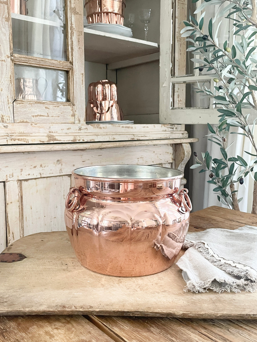 Antique French Hammered Copper Cauldron, Vintage Copper Pot, Large 2024 Antique Copper Pot, French Kitchen Decor, Rustic Kitchen Decor