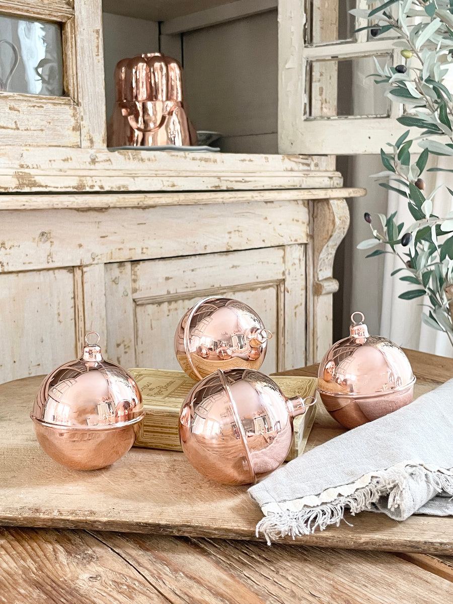 4in Shiny Copper Plastic Ornament Ball, Set of 4