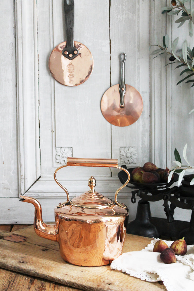 Antique English Round Tea Kettle C.1880 Coppermill Kitchen