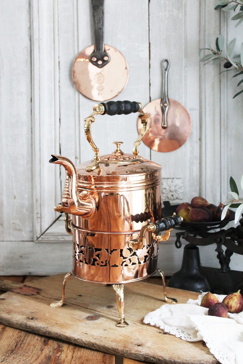 Coppermill Kitchen Vintage English Oval Tea Kettle, C.1880