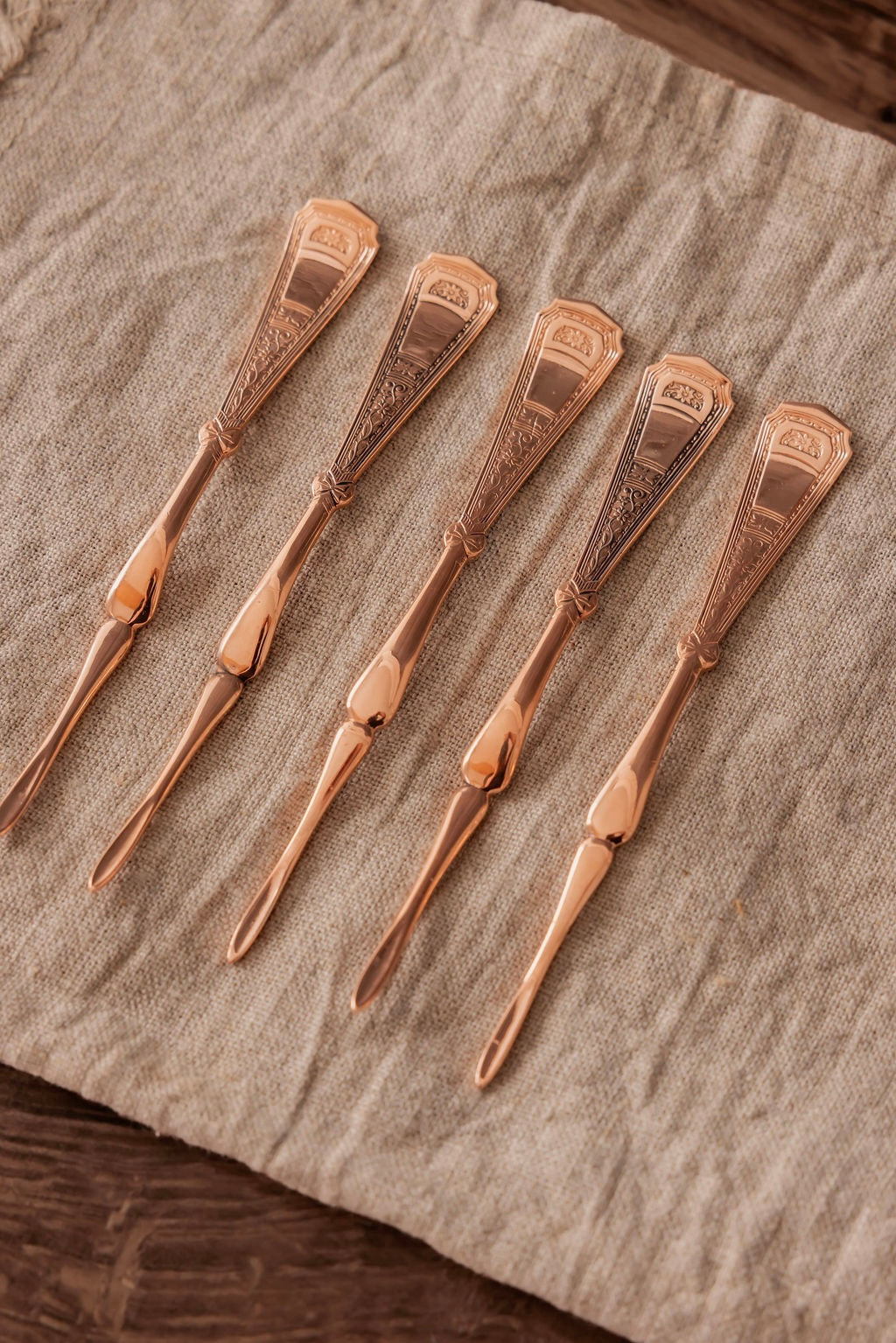 Vintage Nut & Barware Picks | Set of 5 | Copper, 5”
