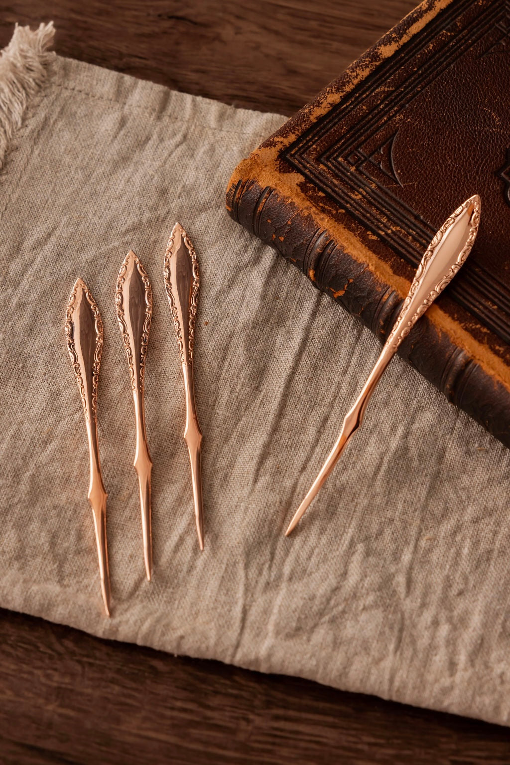 Vintage Nut & Barware Picks | Set of 4 | Copper, 4.75”