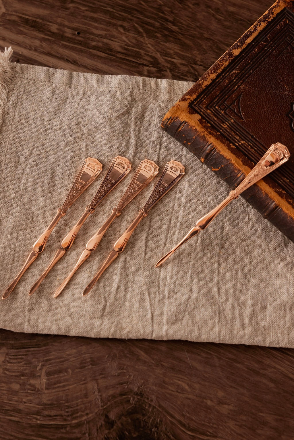 Vintage Nut & Barware Picks | Set of 5 | Copper, 5”