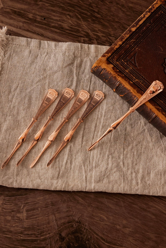 Vintage Nut & Barware Picks | Set of 5 | Copper, 5”