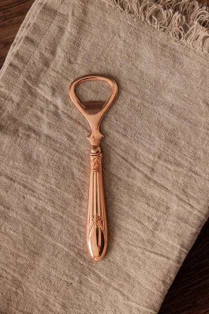 Victorian-Style Copper Bottle Opener | Embossed Handle, 5”