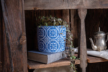  Handmade Blue Patterned Concrete Pot