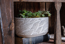  Handmade Gray Leaf Patterned Concrete Pot