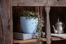  Handmade Blue Patterned Concrete Pot