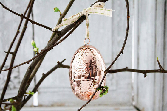 CMK Copper Etched Bird & Floral Egg Ornaments (Set of 4)