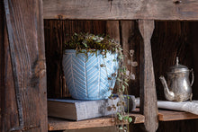  Handmade Blue Patterned Concrete Flowerpot