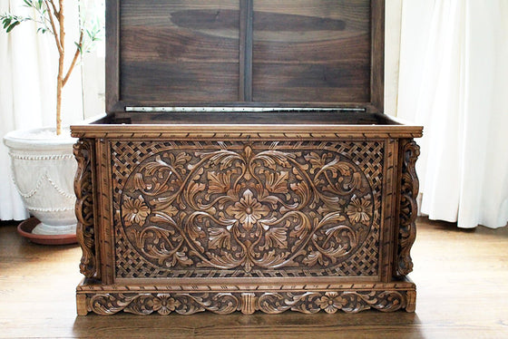 Turkish Hand Carved Walnut Chest