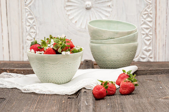 CMK Vintage Inspired Handmade Ceramic Bowl Set/2 (5 Color Available)