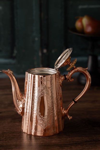 Antique Victorian Engraved Copper Teapot / Coffee Pot | Silver-Lined | Circa 1890–1910 6