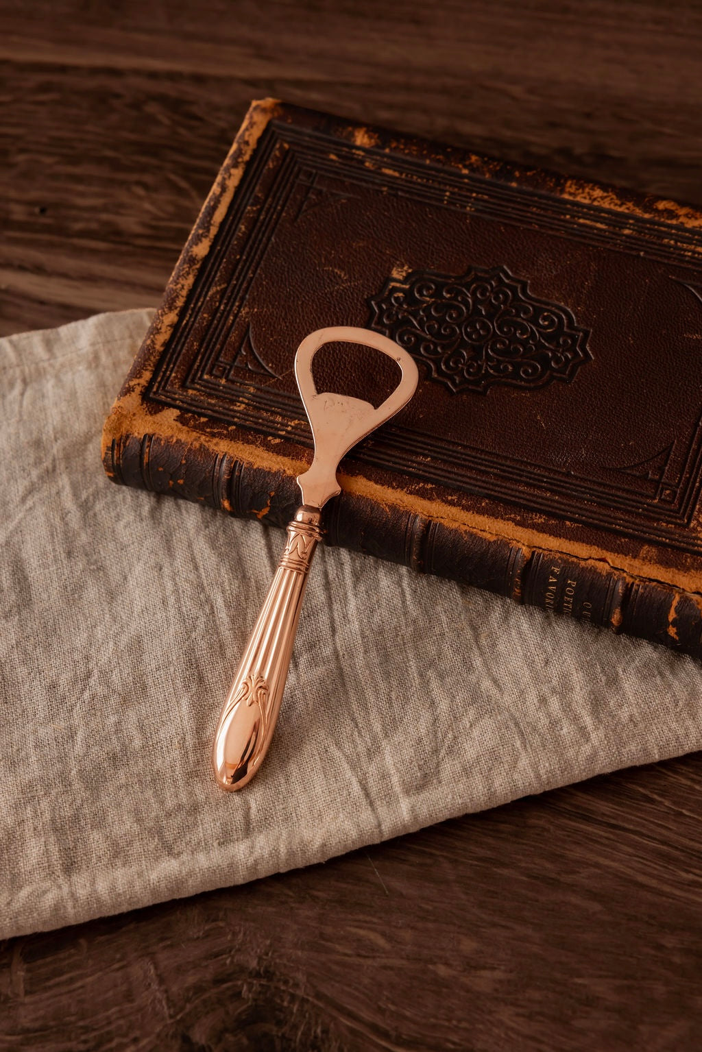 Victorian-Style Copper Bottle Opener | Embossed Handle, 5”