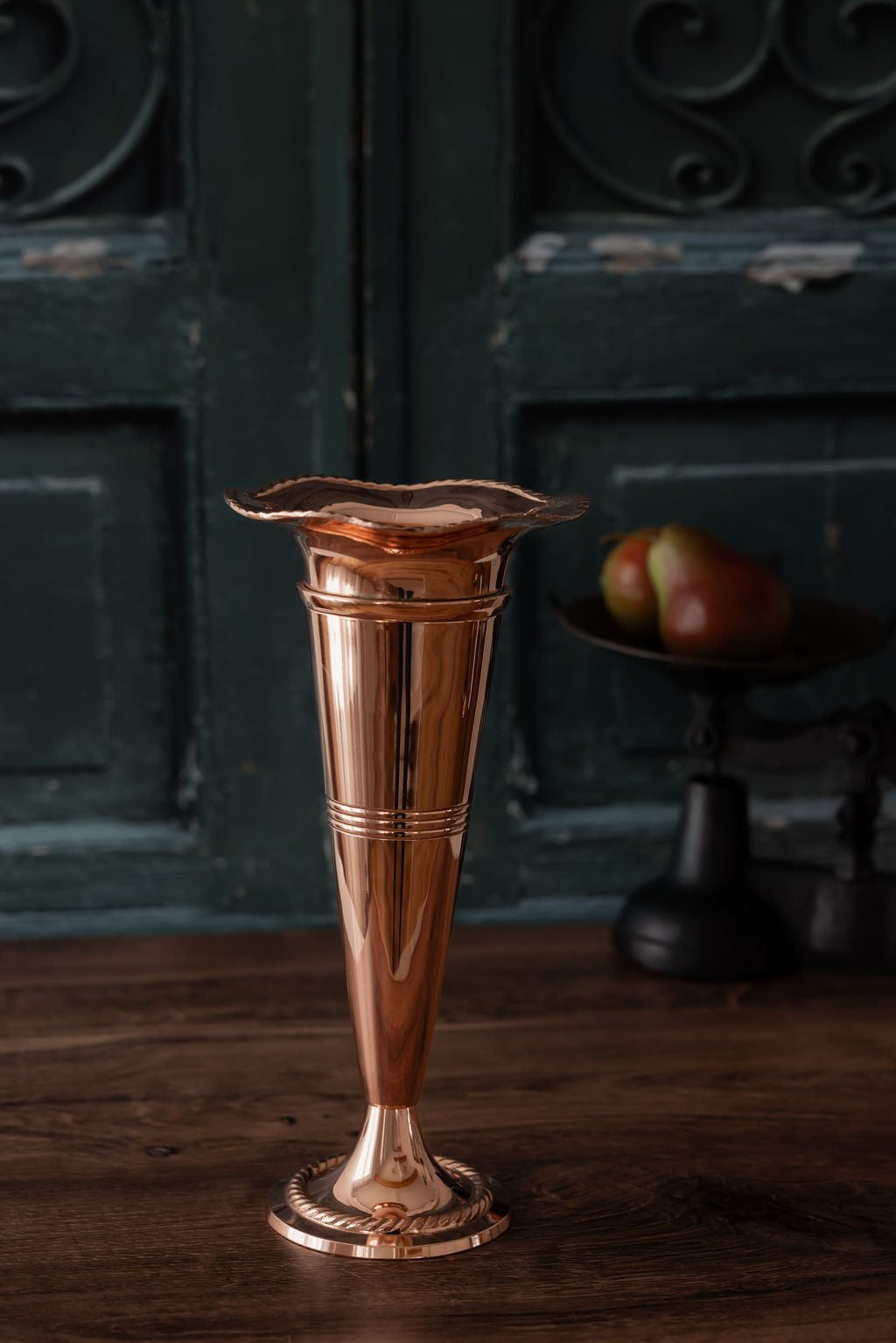 Vintage Fluted Copper Vase | Early 20th Century | 11 Inch