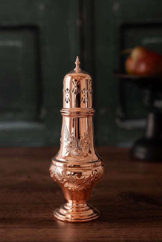 Antique English Floral Embossed Sugar Dredger (Muffineer) | Sheffield | Late 19th Century | 7.5”