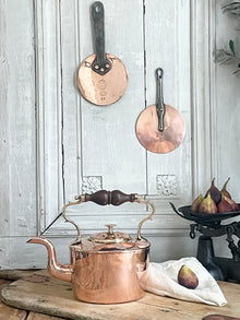  Antique English Tea Kettle w/ Walnut Handle, C.1860