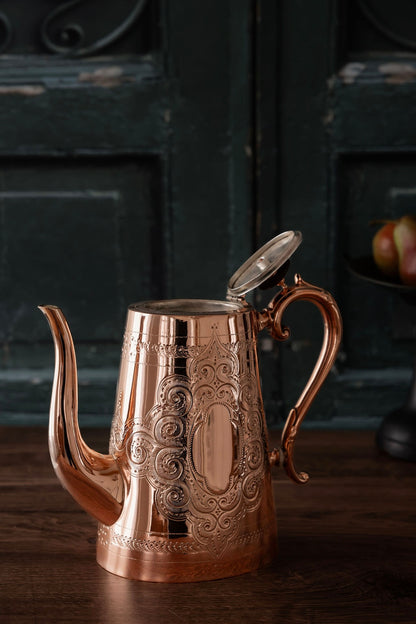 Antique Tall Victorian Engraved Copper Coffee Pot | Silver-Lined | Circa 1890–1910 9