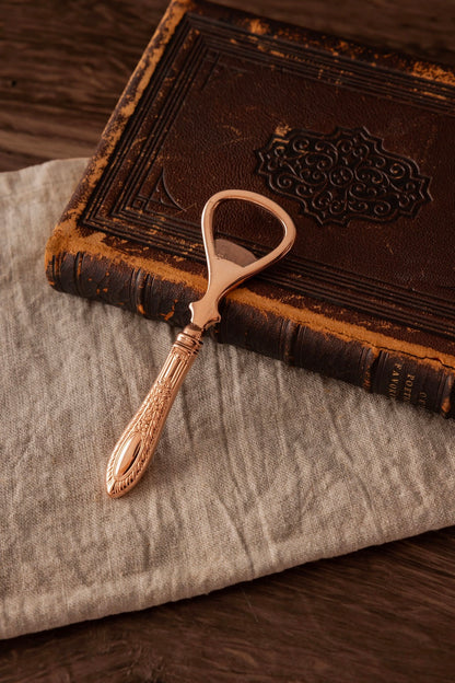 Victorian-Style Copper Bottle Opener | Embossed Handle, 4.5”