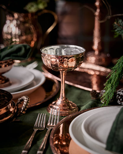 Vintage-Inspired Copper Coupe Glasses | Set of 2 | Tin-Lined, 6.25”
