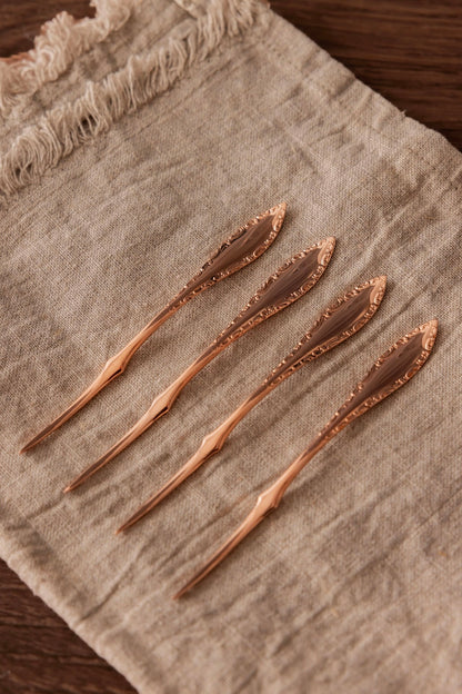 Vintage Nut & Barware Picks | Set of 4 | Copper, 4.75”