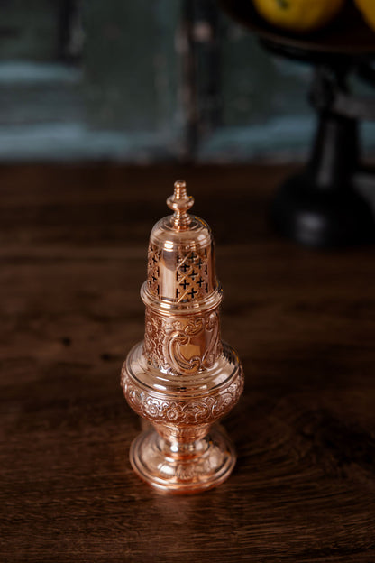 Antique English Copper Embossed Muffineer — C.1800