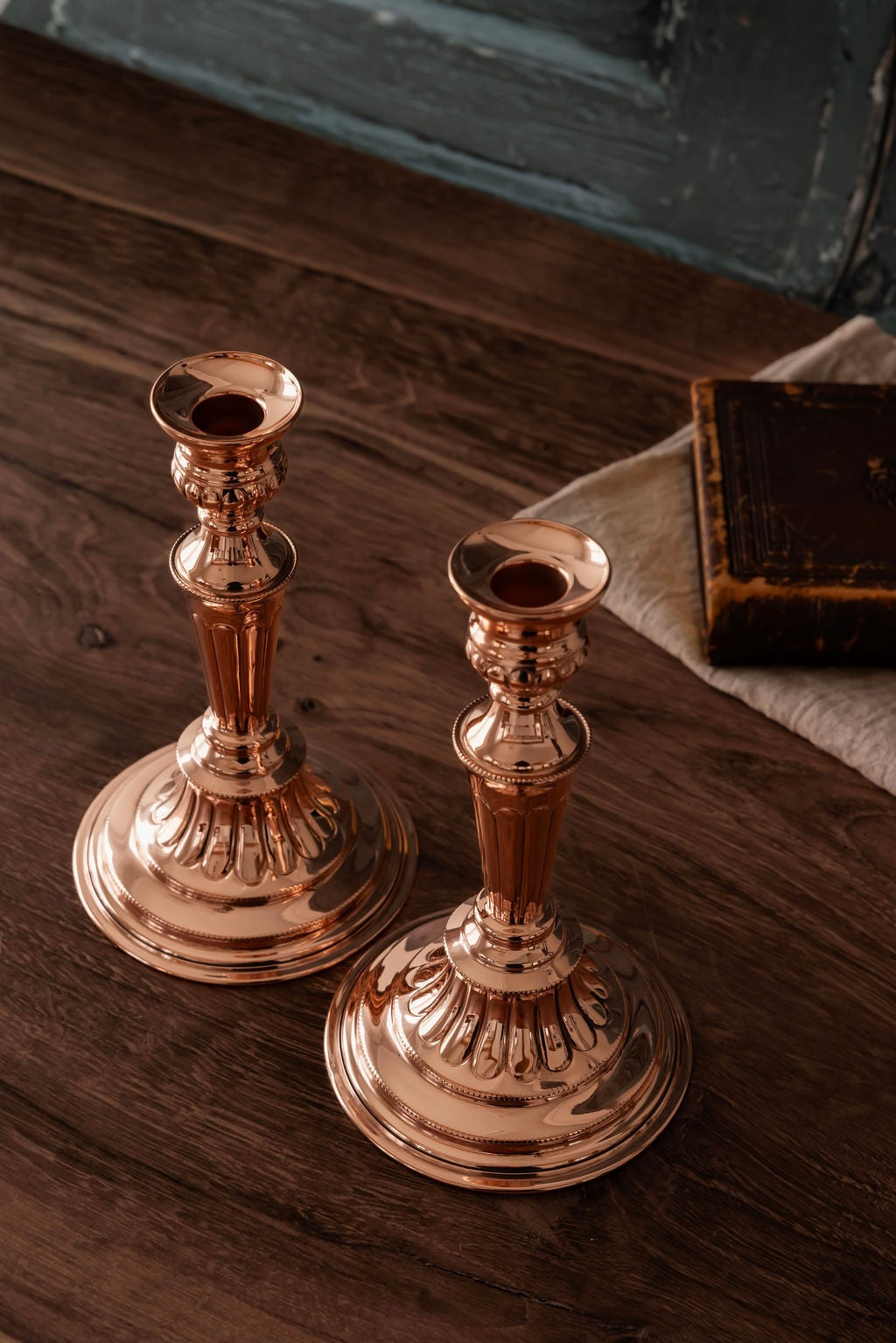 Pair of Antique Sheffield Copper Candlesticks | Fluted Design | Late 19th Century