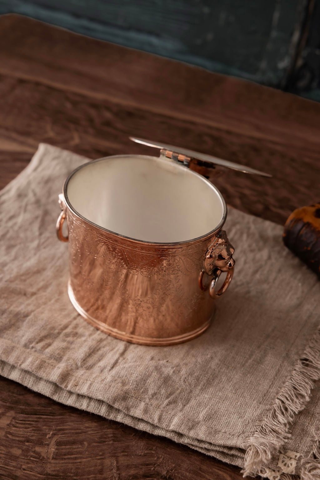 Antique English Oval Copper Tea Caddy | Circa Late 19th Century | Silver-Lined