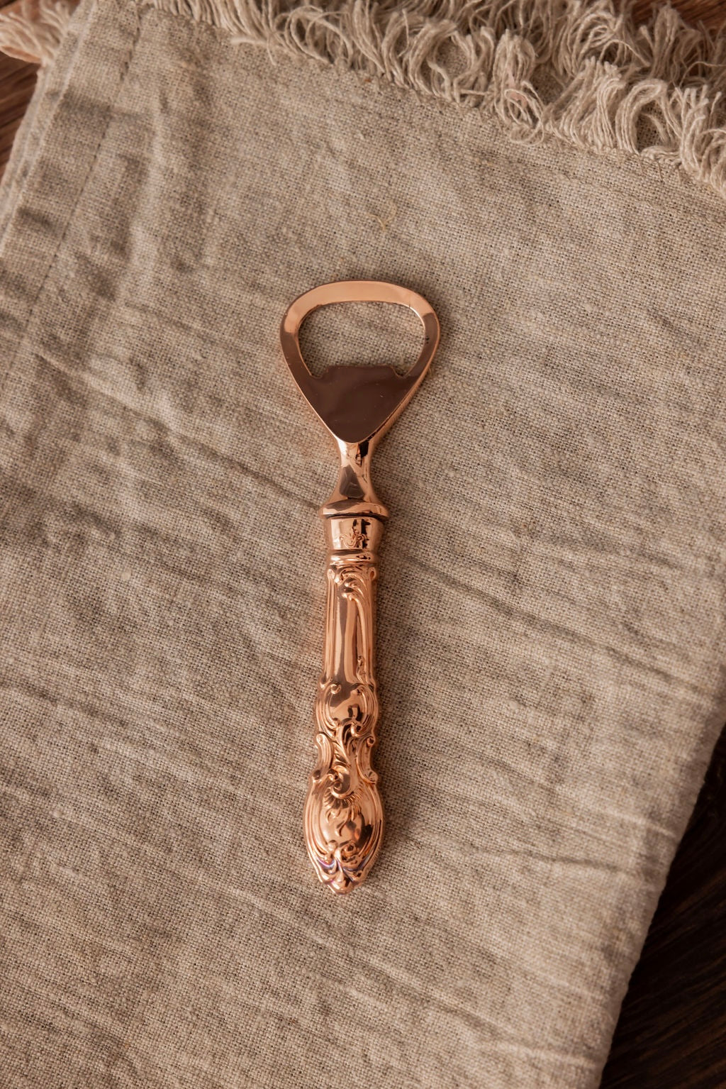 Victorian-Style Copper Bottle Opener | Embossed Handle, 5”
