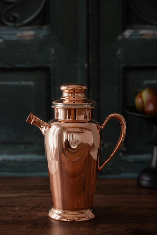 Antique Copper Cocktail Shaker | Early 20th Century | Silver-Lined | 10”