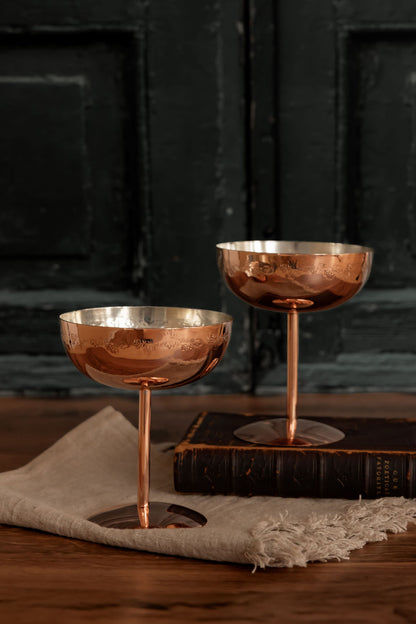 Vintage Inspired Copper Coupe Glasses (Set of 2 or 4)