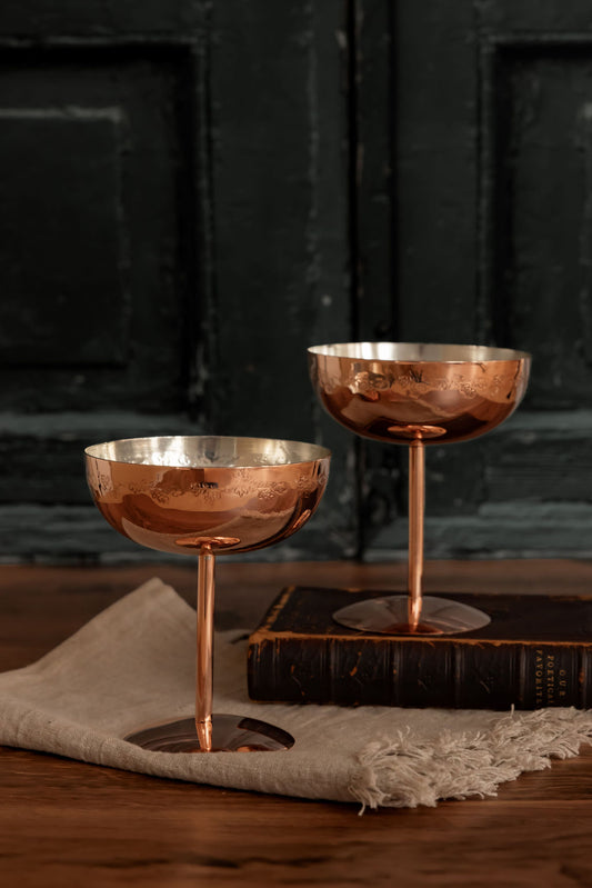Vintage Inspired Copper Coupe Glasses (Set of 2 or 4)