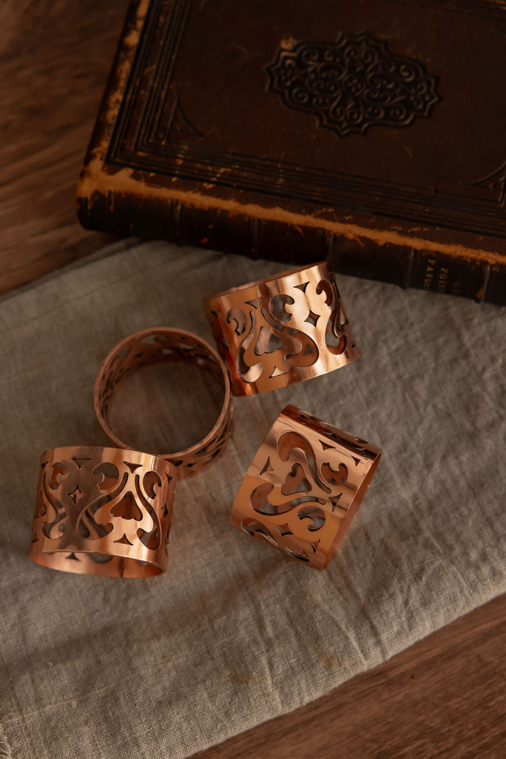 CMK Vintage Inspired Copper Napkin Rings set/4