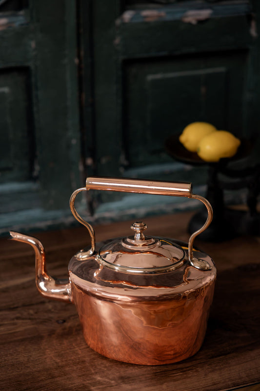 Antique English Oval Tier-Lid Tea Kettle, C.1850