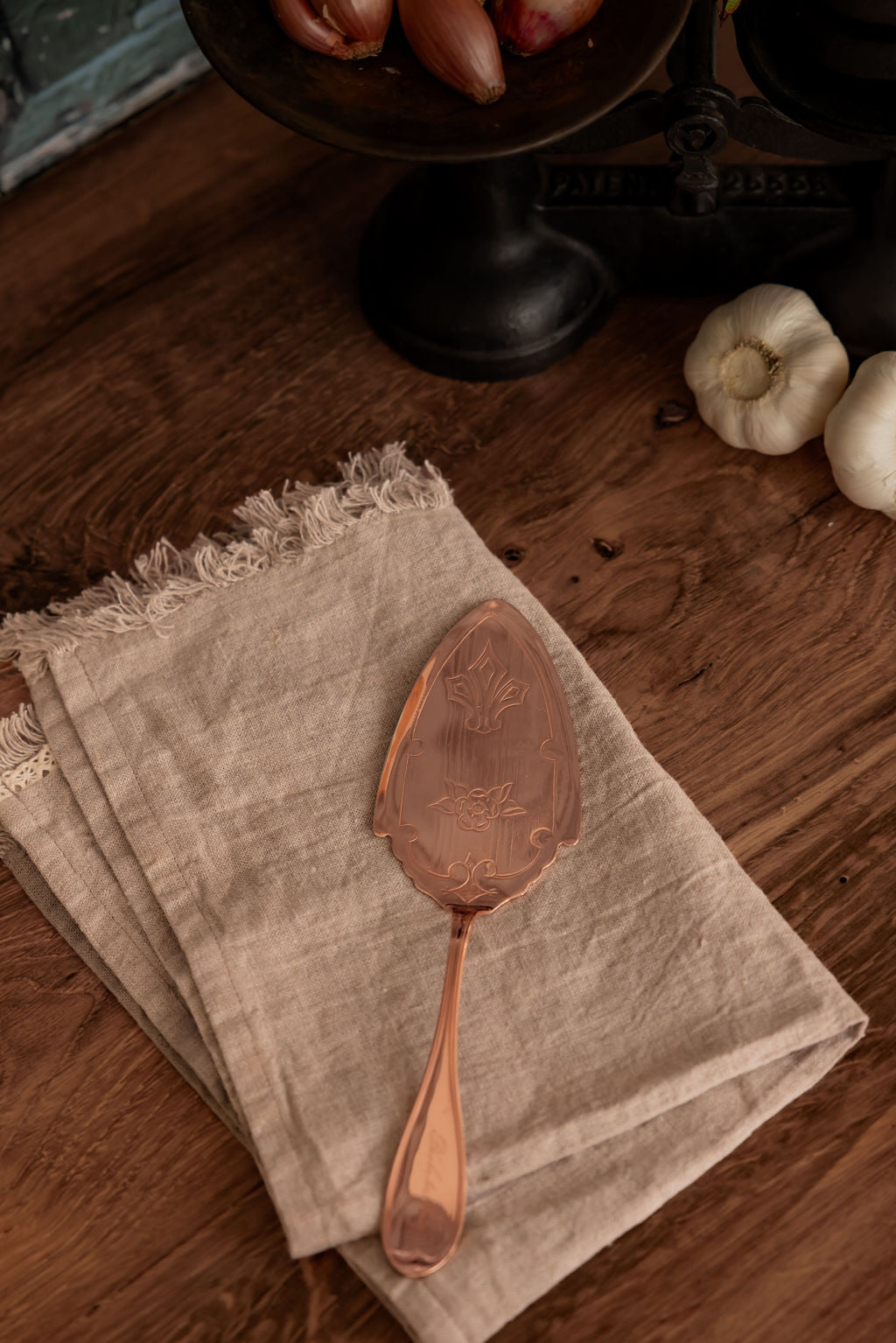 Antique Floral Etched Cake/Pie Server