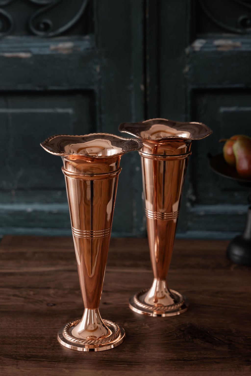 Vintage Fluted Copper Vase | Early 20th Century | 11 Inch