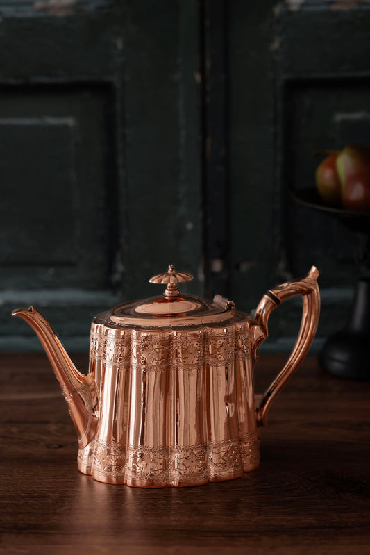Antique Fluted Copper Teapot / Coffee Pot | Silver-Lined | Circa 1890–1910 4