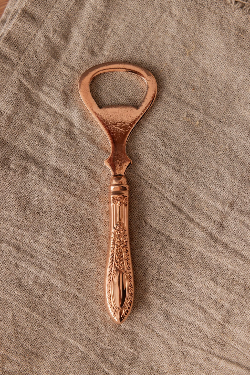 Victorian-Style Copper Bottle Opener | Embossed Handle, 4.5”