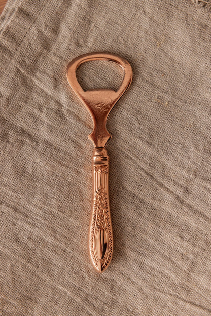 Victorian-Style Copper Bottle Opener | Embossed Handle, 4.5”