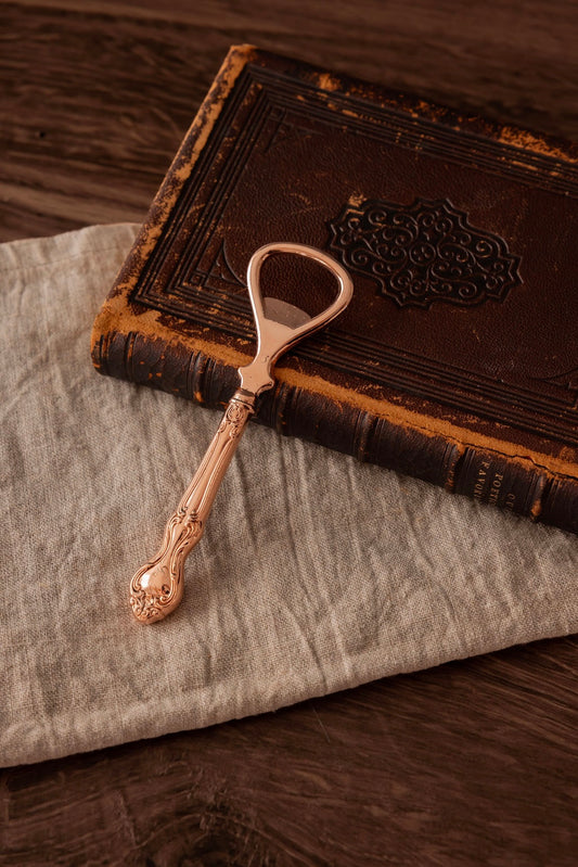 Victorian-Style Copper Bottle Opener | Embossed Handle, 5”