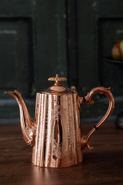 Antique Victorian Engraved Copper Teapot / Coffee Pot | Silver-Lined | Circa 1890–1910 6