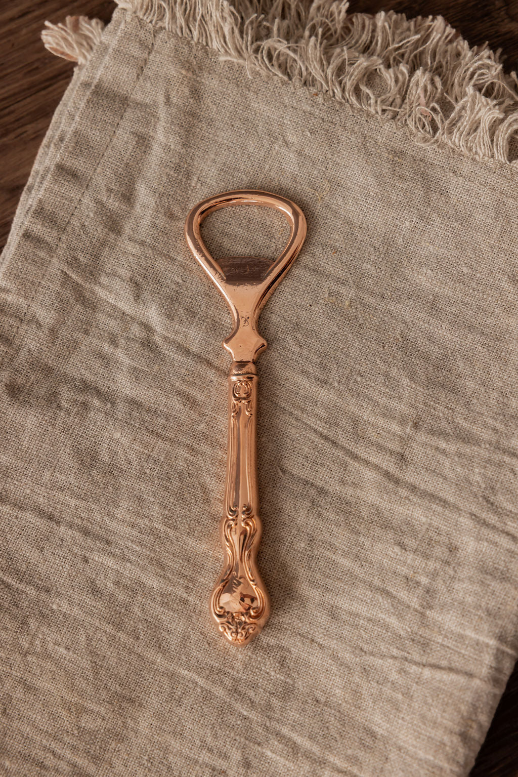 Victorian-Style Copper Bottle Opener | Embossed Handle, 5”
