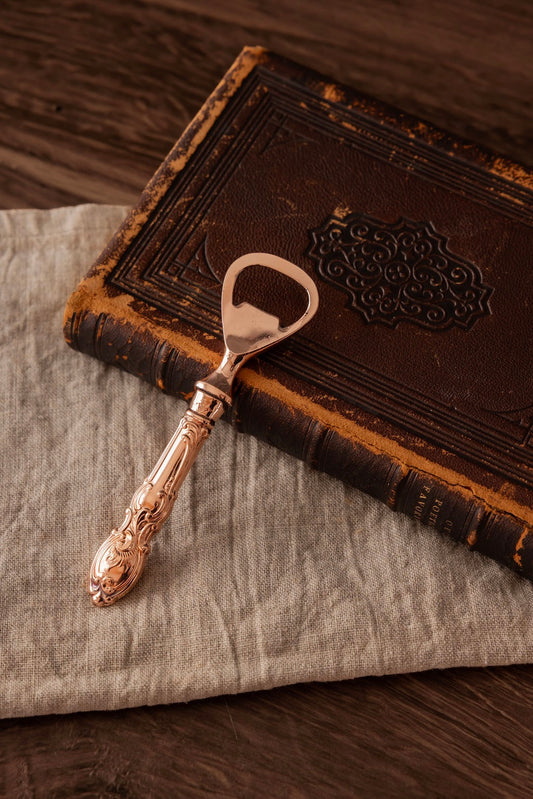 Victorian-Style Copper Bottle Opener | Embossed Handle, 5”