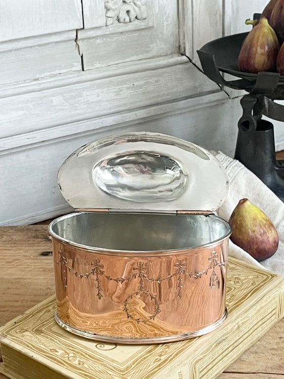 Antique English Etched Tea Caddy